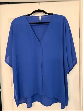 glam Cobalt Blue V-Neck Flutter Tunic